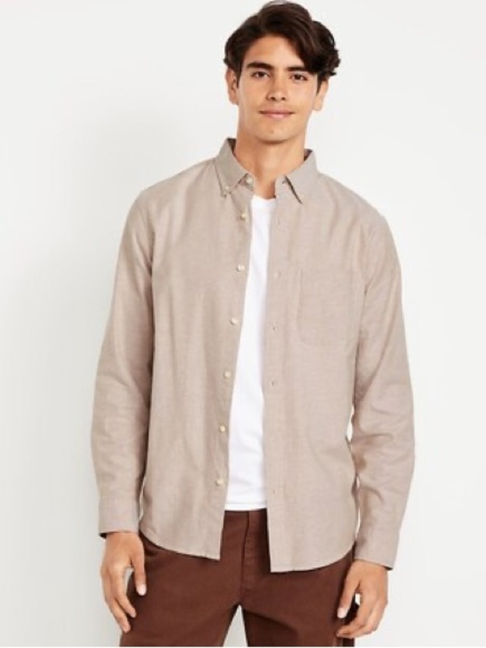 3/$30 ☀️ Old Navy Men's Button Down Shirt in Light Bread Taupe Color